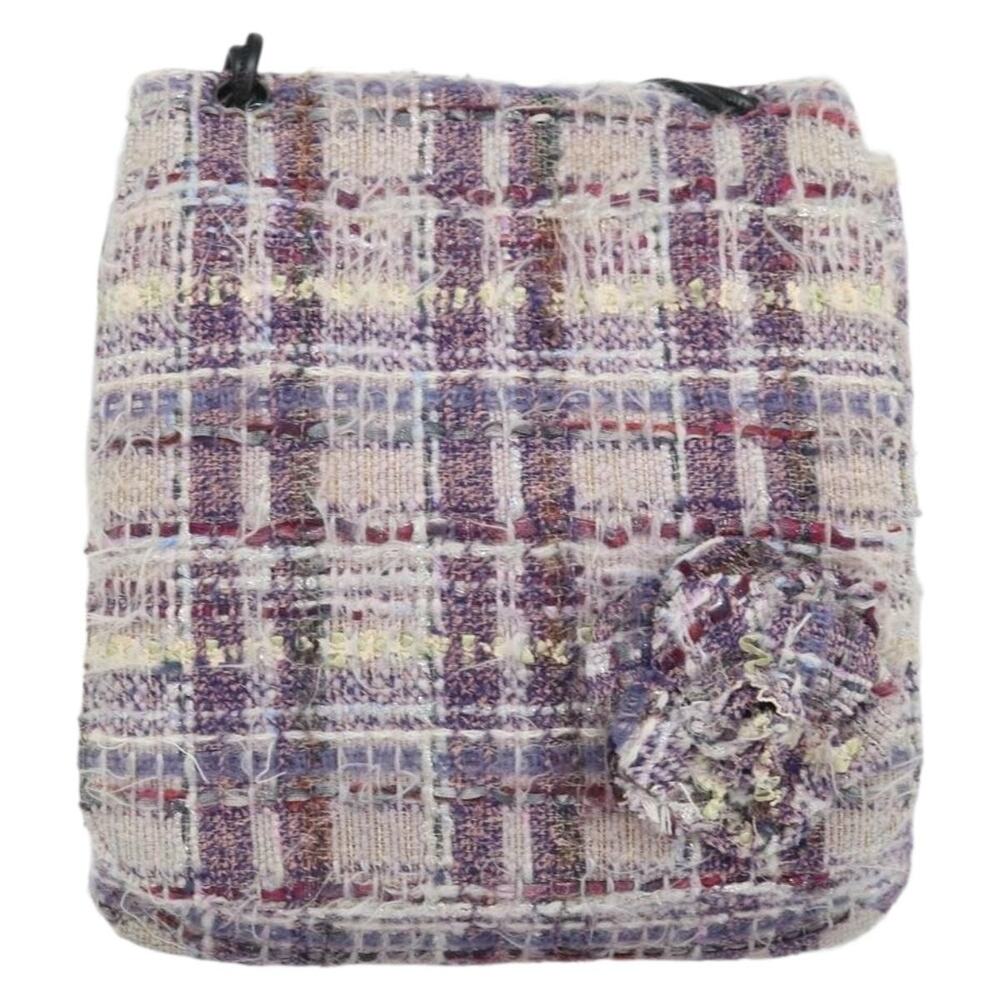 Chanel Tweed Chain Camelia Shoulder Bag Multicolor